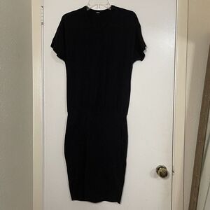MONROW black short sleeve mini round neck cotton tshirt dress size small